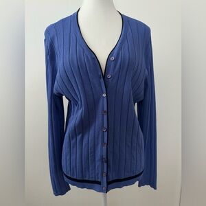 EP Pro Long Sleeve Blue Button Up Golf Sweater Size L